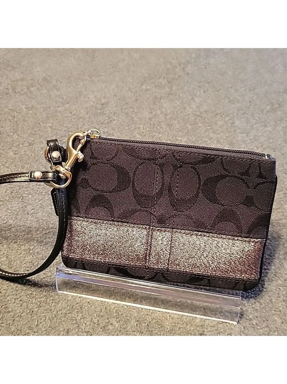 EUC Coach Legacy Wristlet with Glitter Stripe